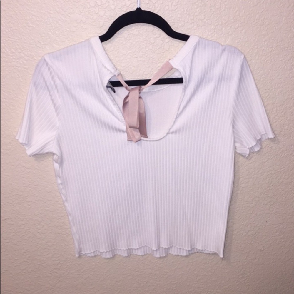 White Tie Back Top